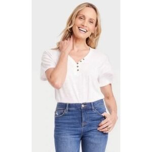 NEW Knox Rose Short Sleeve Henley Tunic Top